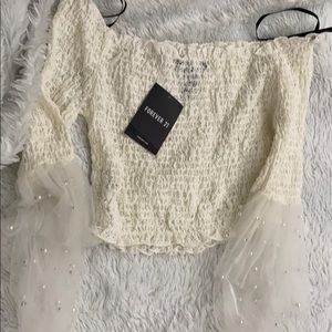 Long sleeve off the shoulder crop top